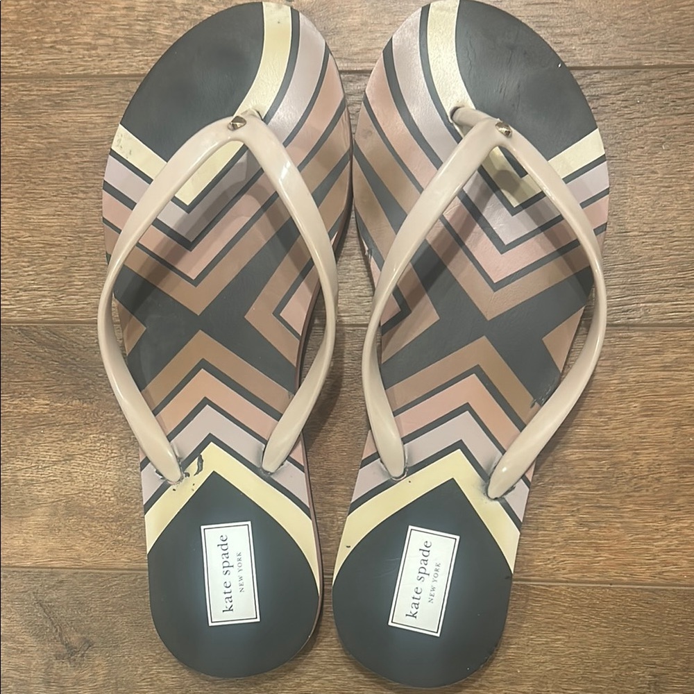 Kate Spade Geometric Black and Beige Sandals‎